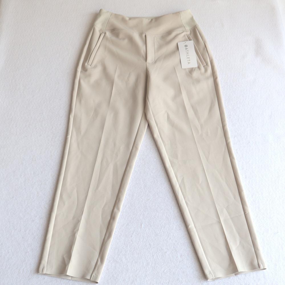 Athleta Endless Pant Beige Tan High Rise Straight Leg Trousers 533636 Size 6 NWT - Picture 2 of 12